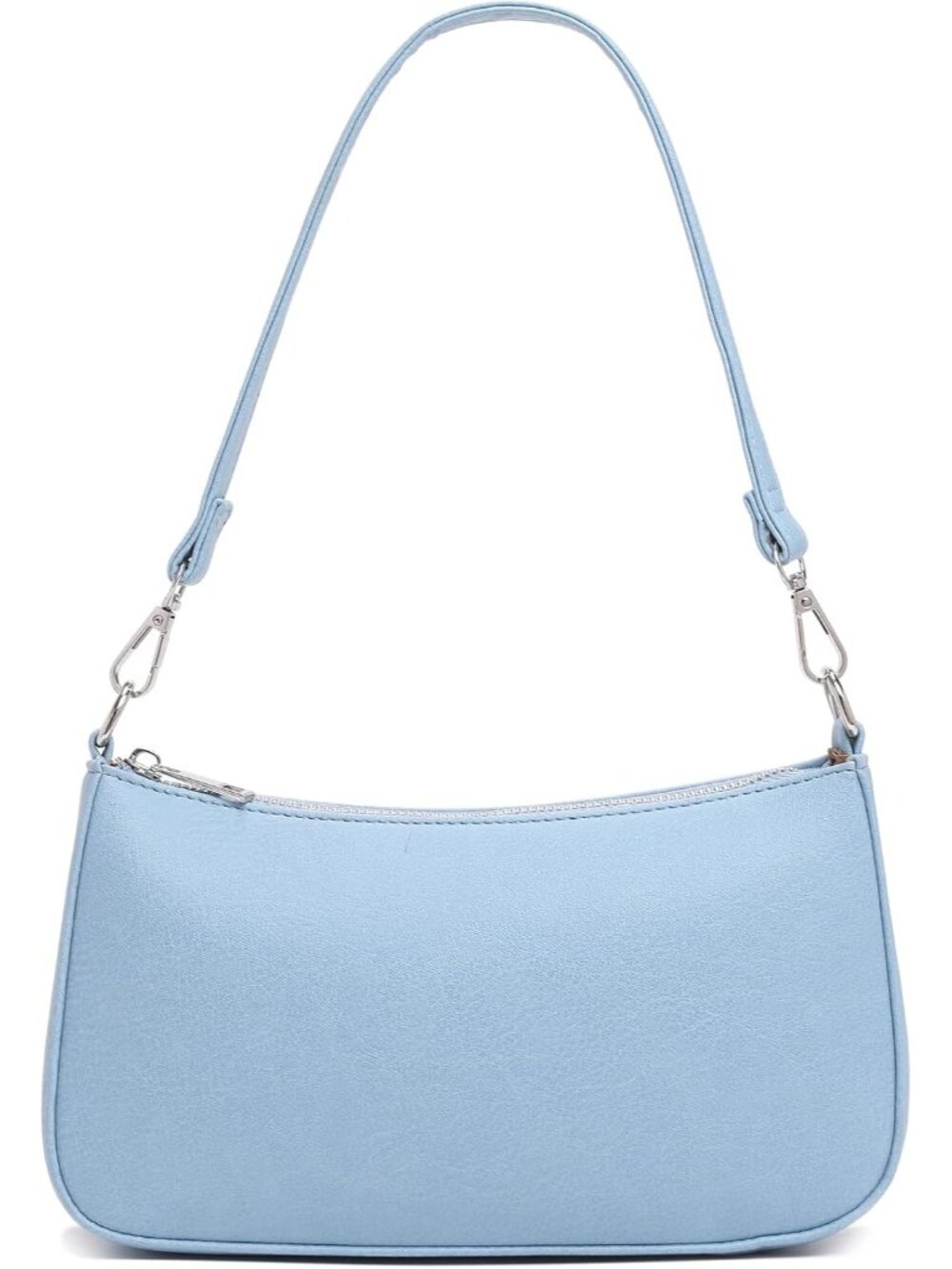 Women's Light Blue PU Leather Shoulder Bag Adjustable Strap Cute Hobo Handbags